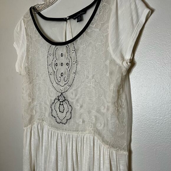 AEO Sheer See-through Blouse Peplum White & Black Medium - Picture 1 of 9